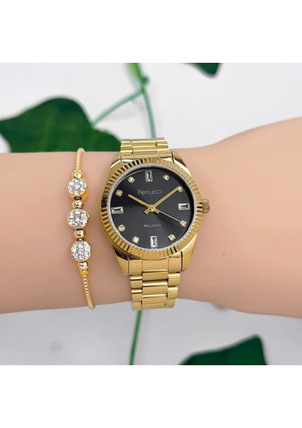 Çelik Kordon Çelik Kasa Kadın Kol Saati, 3 Atm Su Geçirmez Gold-Siyah ZMFER176 fiyatları