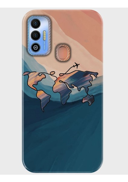 Spark 7 7t Kılıf Baskılı Silikon ve Telefon Tutucu - Pastelmap