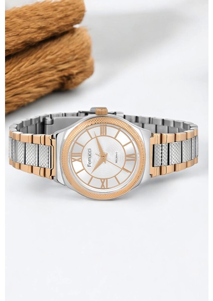 Çelik Kordon Çelik Kasa Kadın Kol Saati, 3 Atm Su Geçirmez Rose Gold-Gümüş ZMFER171 fiyatları