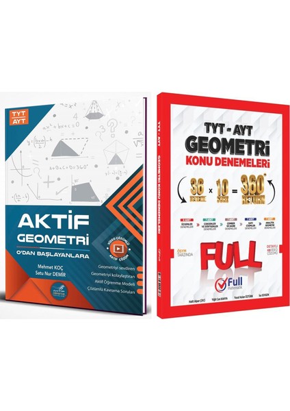 Aktif Öğrenme Tyt Ayt Geometri 0 Dan Başlayanlara ve Full Matematik Konu Deneme Seti 2 Kitap