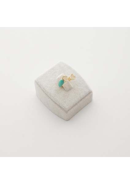 Yeşil Mineli Kalp Taşlı Gümüş Yüzük fiyatları