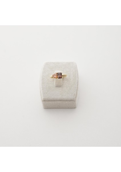 Kahverengi Baget ve Kalp Taşlı Gümüş Yüzük