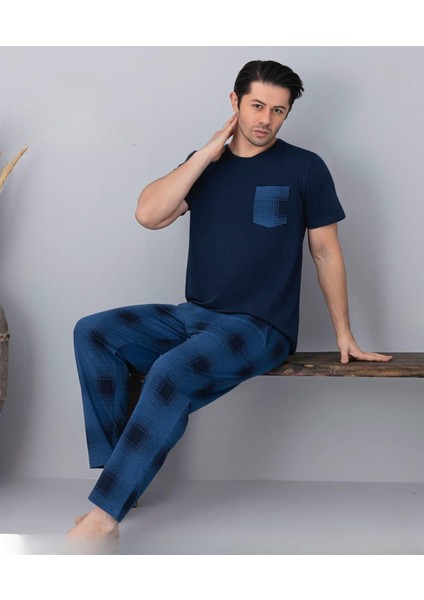 Erkek Bisiklet Yaka Kısa Kol Ince Pijama Takımı 6163/5 - 1 Adet