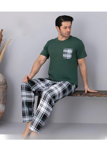 Erkek Bisiklet Yaka Kısa Kol Ince Pijama Takımı 6163/6 - 1 Adet