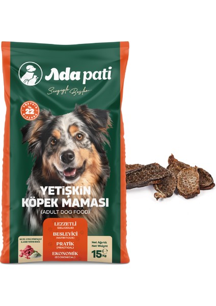 Kuzu Etli Pirinçli Yetişkin Köpek Maması 15 kg + Dana Billur 100gr
