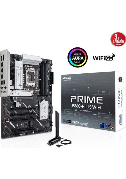 Prıme B860-PLUS Wıfı LGA1851 Ddr5 8200 Wifi 6e+Bt Aura Rgb 2.5gbit Lan Atx