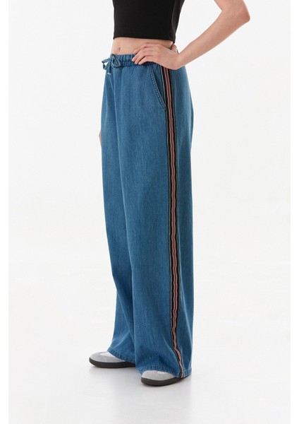 Beli Bağlamalı Yanları Şeritli Wide Leg Jean fiyatları