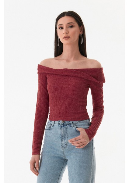 Bürümcük Kumaş Madonna Yaka Bluz