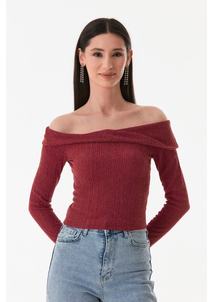 Bürümcük Kumaş Madonna Yaka Bluz indirimleri