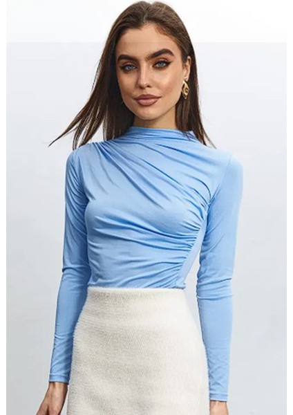Dik Yaka Büzgülü Uzun Kollu Bluz fiyatları