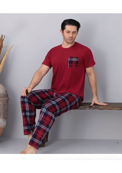 Erkek Bisiklet Yaka Kısa Kol Ince Pijama Takımı 6163/9 - 1 Adet