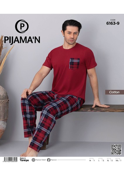 Erkek Bisiklet Yaka Kısa Kol Ince Pijama Takımı 6163/9 - 1 Adet