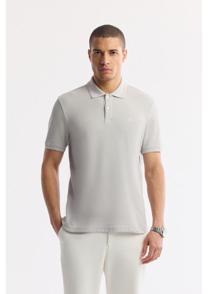 Erkek Taş Kıvrılmaz Polo Yaka %100 Pamuk Basic Regular Fit T-Shirt B001032