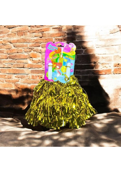 2 Çift 4 Adet Sarı Ponpon Vıp Sarı 23 Nisan Gösteri Ponponu Sarı Metalik Ponpon Sarı Parlak Ponpon