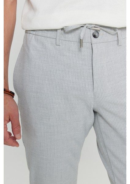 Slim Fit Dar Kesim Beli Bağlamalı Gofre Desenli Yan Cep Casual Pantolon fırsatları