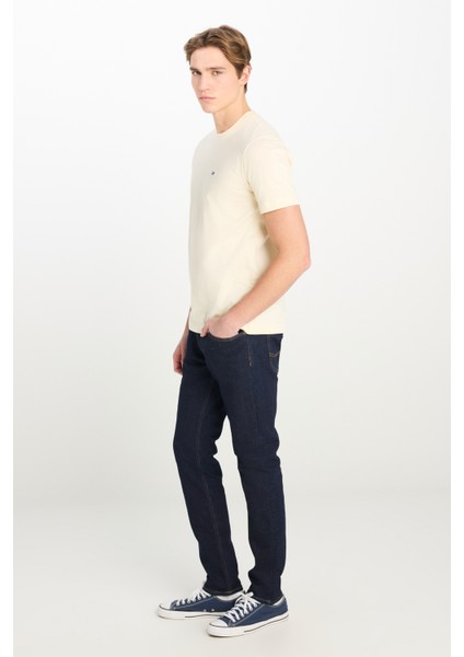 Regular Fit Normal Kesim Bisiklet Yaka Ekru Tişört