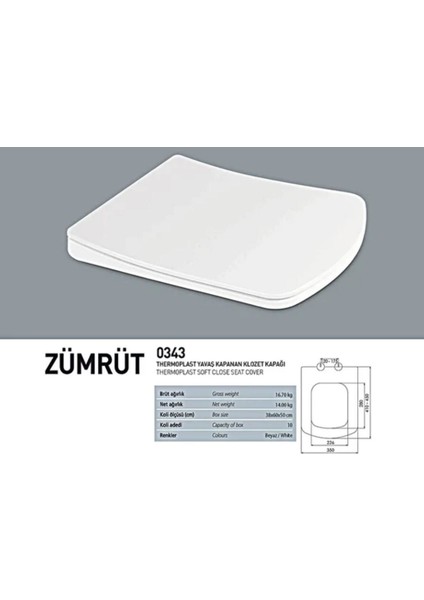 Nkp Zümrüt Kare Klozet Kapağı Beyaz Yavaş Kapanan fiyatları