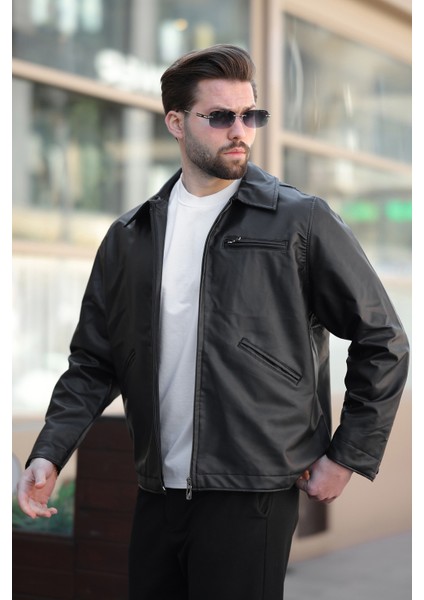 Erkek Siyah Deri Ceket