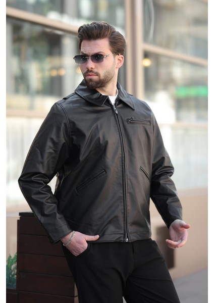 Erkek Siyah Deri Ceket fırsatları