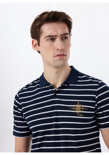 Çizgili Lacivert Erkek Polo T-Shirt J5SM-TST7317