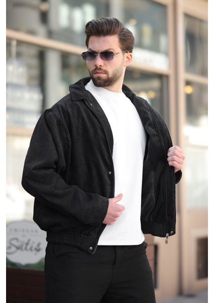 Erkek Siyah Fermuarlı Düğmeli Kadife Ceket fiyatları