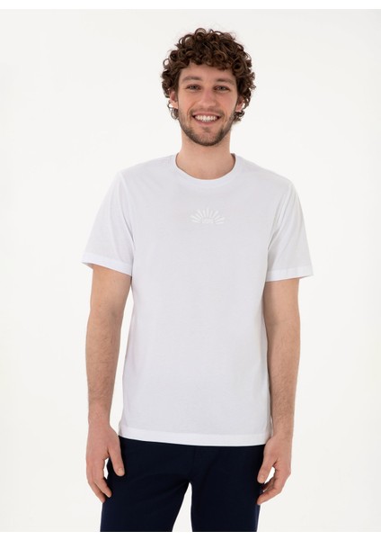 Bisiklet Yaka Beyaz Erkek T-Shirt Lenhar