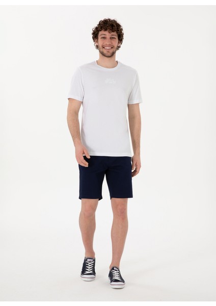 Bisiklet Yaka Beyaz Erkek T-Shirt Lenhar fırsatları