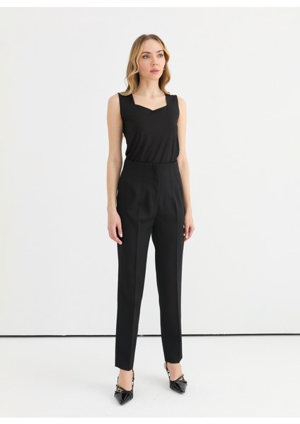 Normal Bel Standart Siyah Kadın Pantolon 25YSL5352