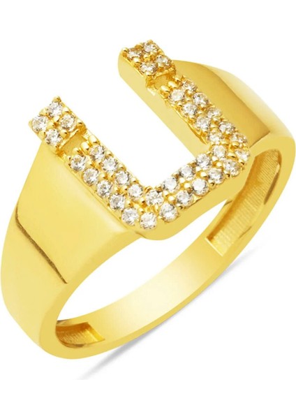 14 Ayar Altın Ü Harf Yüzük YZK432