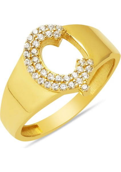 14 Ayar Altın Ç Harf Yüzük YZK415