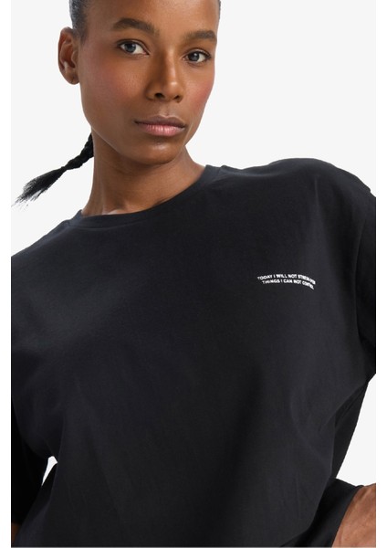 fit Oversize Geniş Kalıp Bisiklet Yaka Kısa Kollu TIŞÖRT T7793AZ25SP