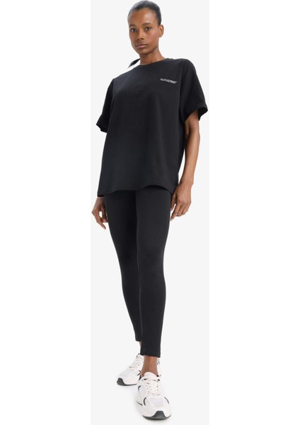 fit Oversize Geniş Kalıp Bisiklet Yaka Kısa Kollu TIŞÖRT T7793AZ25SP