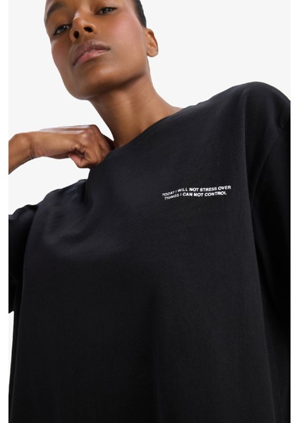 fit Oversize Geniş Kalıp Bisiklet Yaka Kısa Kollu TIŞÖRT T7793AZ25SP
