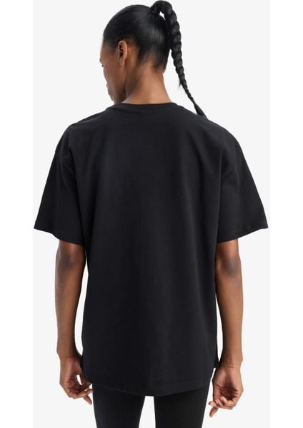 fit Oversize Geniş Kalıp Bisiklet Yaka Kısa Kollu TIŞÖRT T7793AZ25SP