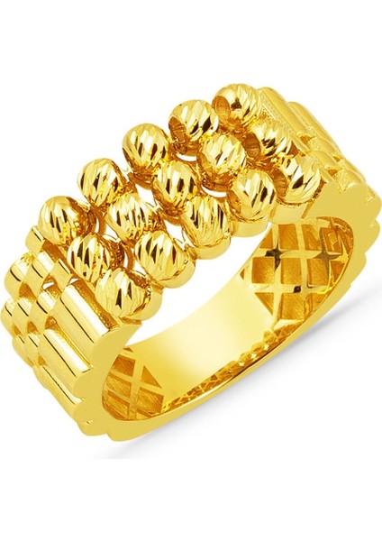 Üç Sıra Dorika Toplu 14 Ayar Yüzük YZK462