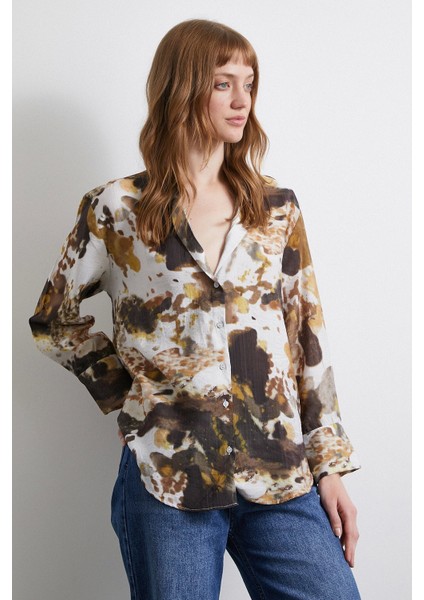 Batik Desen Vual Gömlek Haki modelleri