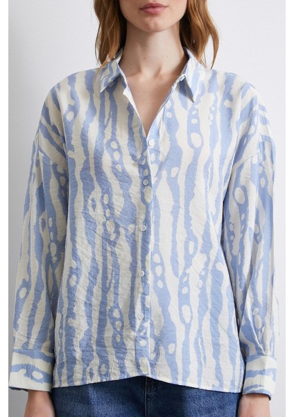 Zebra Desen Modal Gömlek Mavi fiyatları