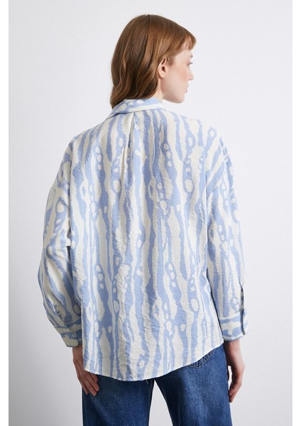 Zebra Desen Modal Gömlek Mavi modelleri