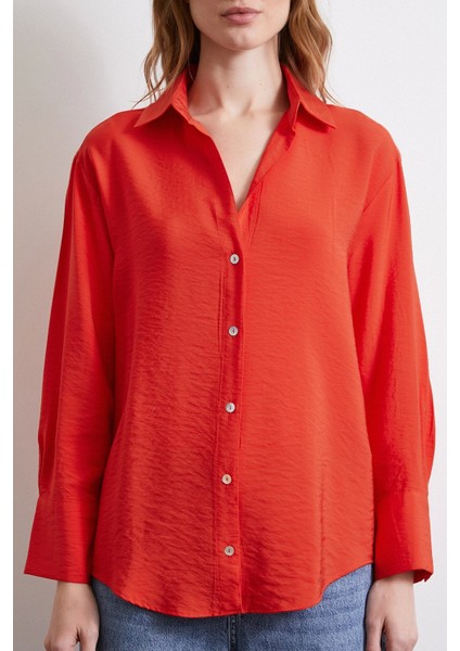 Basic Viskon Gömlek Kırmızı indirimleri