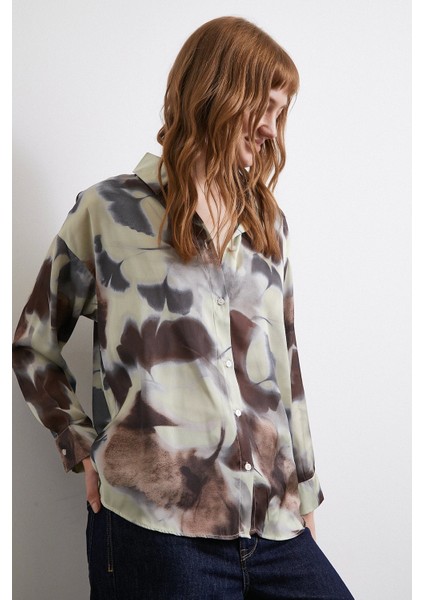 Batik Desen Saten Gömlek Petrol fırsatları