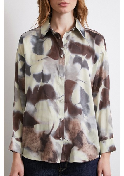 Batik Desen Saten Gömlek Petrol indirimleri