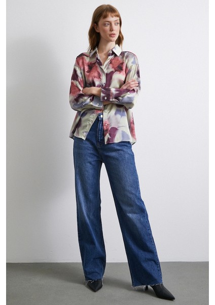 Batik Desen Saten Gömlek Petrol fırsatları