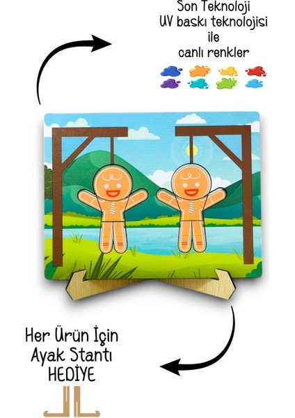 Kurabiye Asmaca,adam Asmaca Oyunu Oyuncağı,eğitici Oyuncak, Ahşap Oyuncak indirimleri