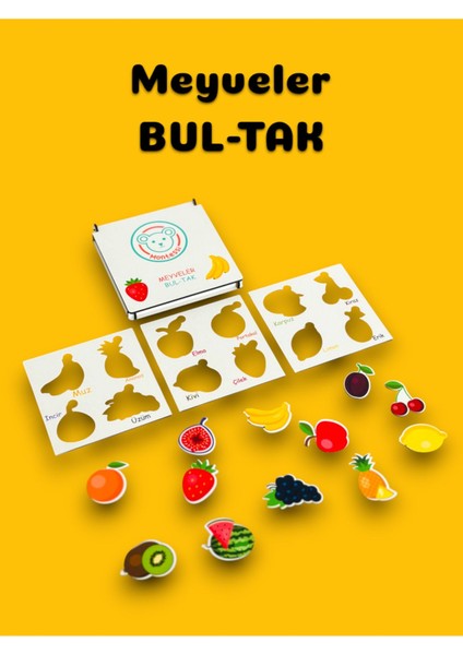 Meyveleri Öğreniyorum Ahşap Tak-Çıkar,eğitici Meyveler Bul Tak,eğitici Puzzle,ahşap Puzzle