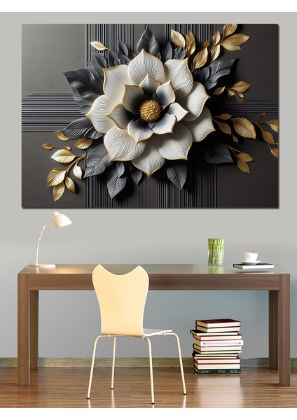 Çiçek Deseni Dekoratif Kanvas - Mdf Ahşap Tablo