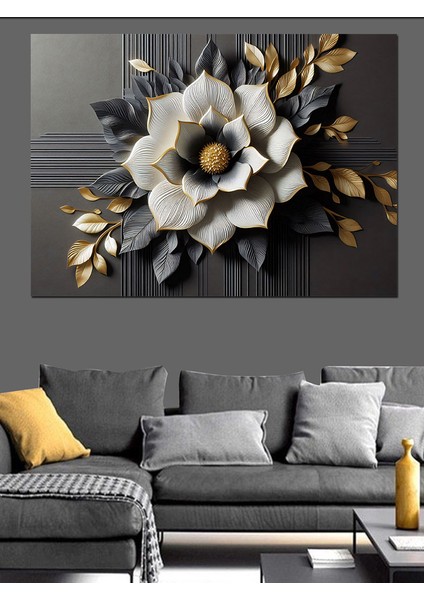 Çiçek Deseni Dekoratif Kanvas - Mdf Ahşap Tablo