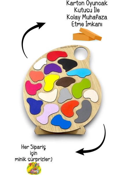Renkler 18 Parca Egitici Oyuncak, Ahsap Renkler Oyuncak, Montessori Egitici Oyun fırsatları