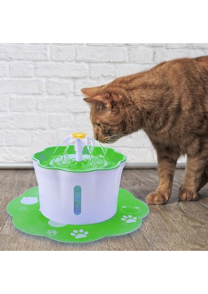2.6l Otomatik Kedi Su Çeşmesi Çiçek Desenli Yeşil Çoklu Evcil Hayvan (Yurt Dışından)