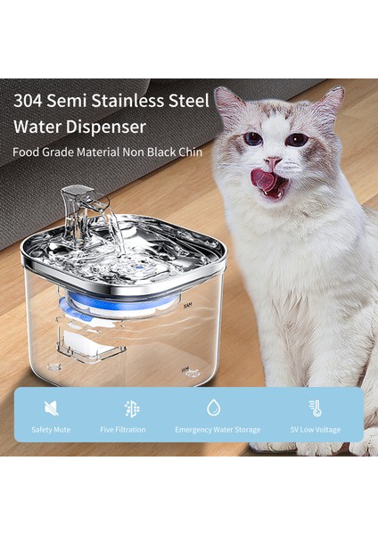 WF040 Akıllı Sensörlü Yarı Paslanmaz Çelik Kedi Su Çeşmesi (Yurt Dışından) fırsatları
