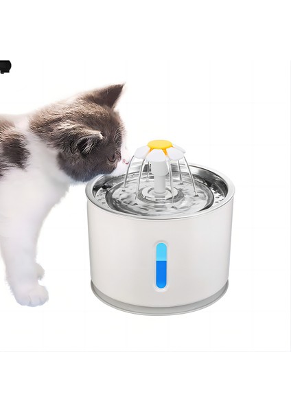 Otomatik Evcil Hayvan Su Çeşmesi Sessiz LED Gri (Yurt Dışından)